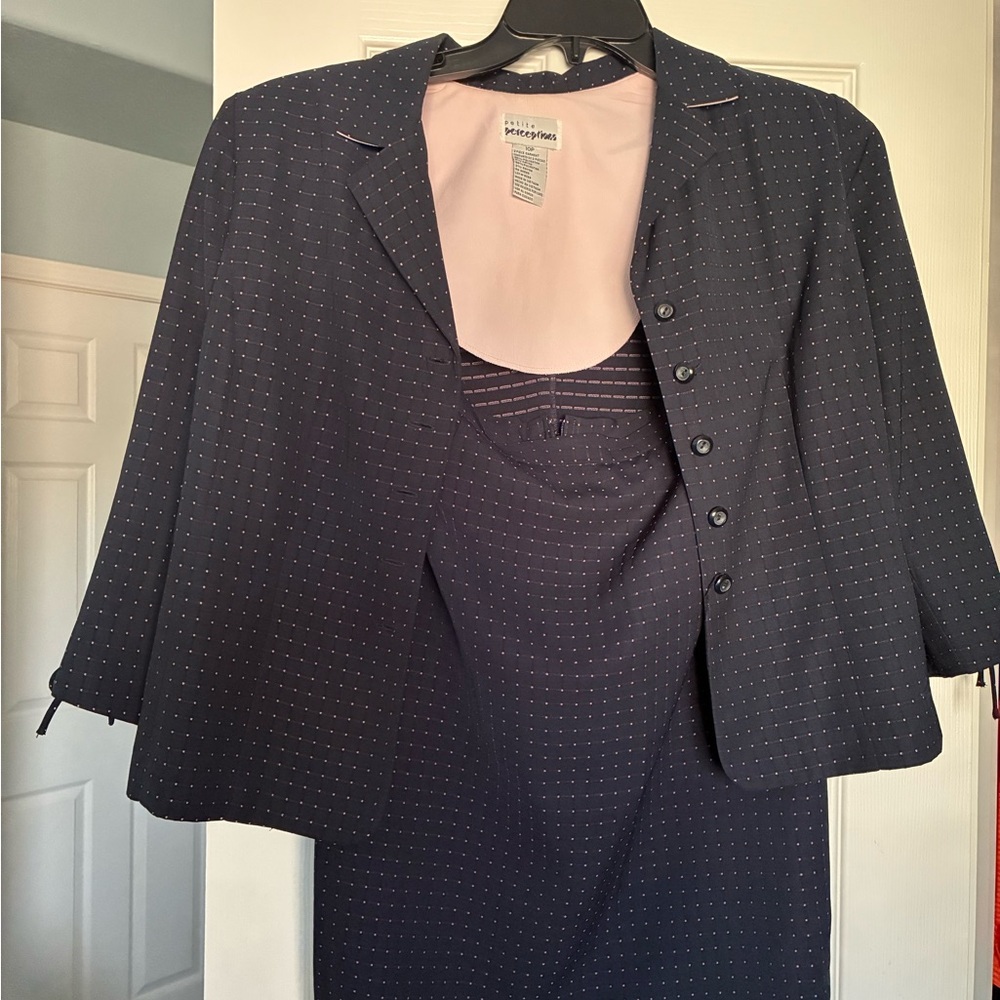 Perceptions Navy Blue Blazer With Subtle Pattern - image 6